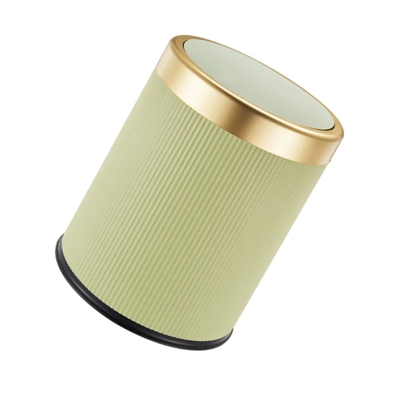 Stylish Round Trash Can with Lid Small Press Trash Can Container for Small Room Dropshipping