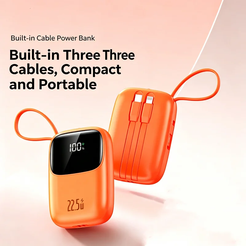 Portable Power Bank 10000mAh High Capacity Cable Two-way Fast Charging Mini Powerbank Type-C For Xiaomi iPhone Samsung ﻿