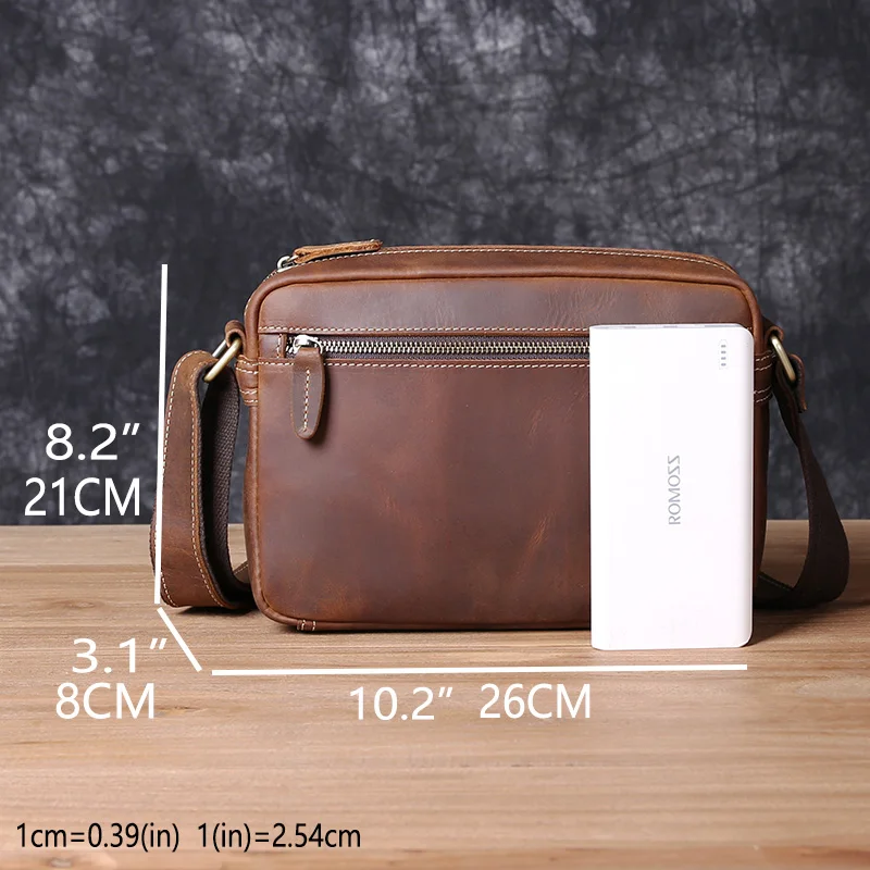 Men's Shoulder Bag Leather Crossbody Bag Top Layer Cowhide Retro Crossbody Bag Crazy Horse Leather Cross Messenger Bag Backpack