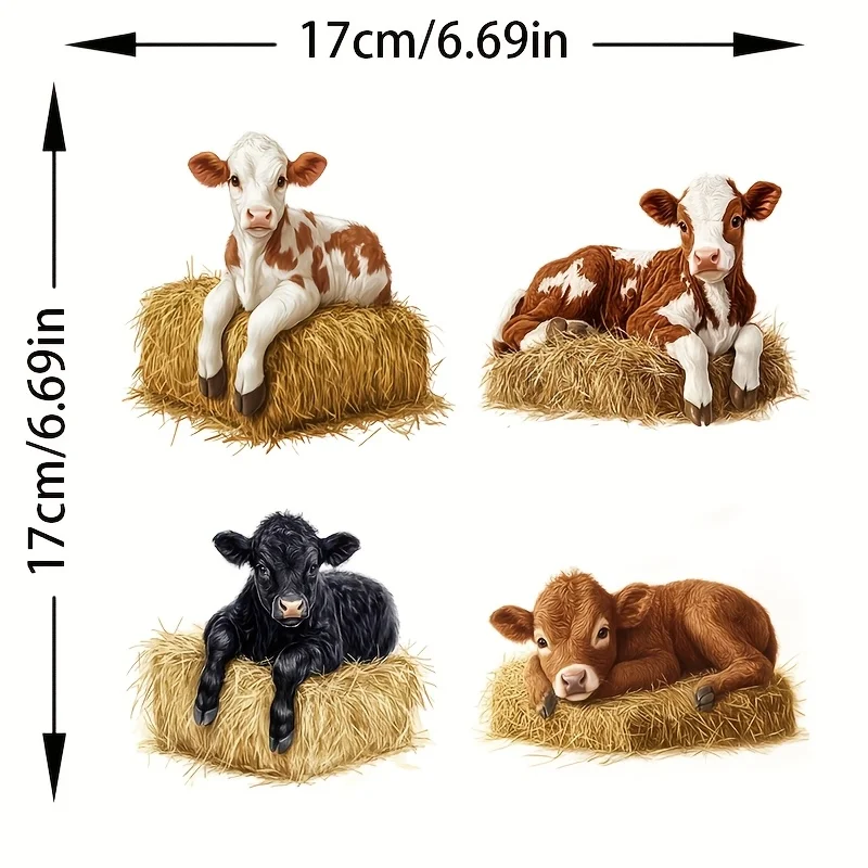 2D Flat Cow & Calf Quad Vinyl Sticker, Waterproof Scratch Resistant Decal For Car Bumper Motorcycle Outdoor Surfaces
