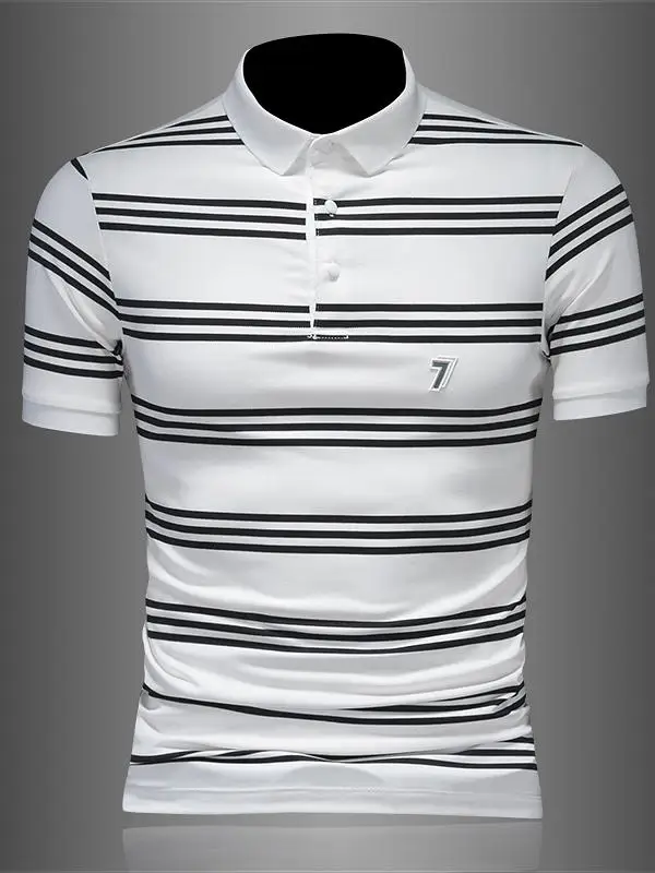 

Летняя повседневная мужская футболка Paul с коротким рукавом, в полоску, приталенная, с отложным воротником, дышащая, молодежная, в деловом стиле