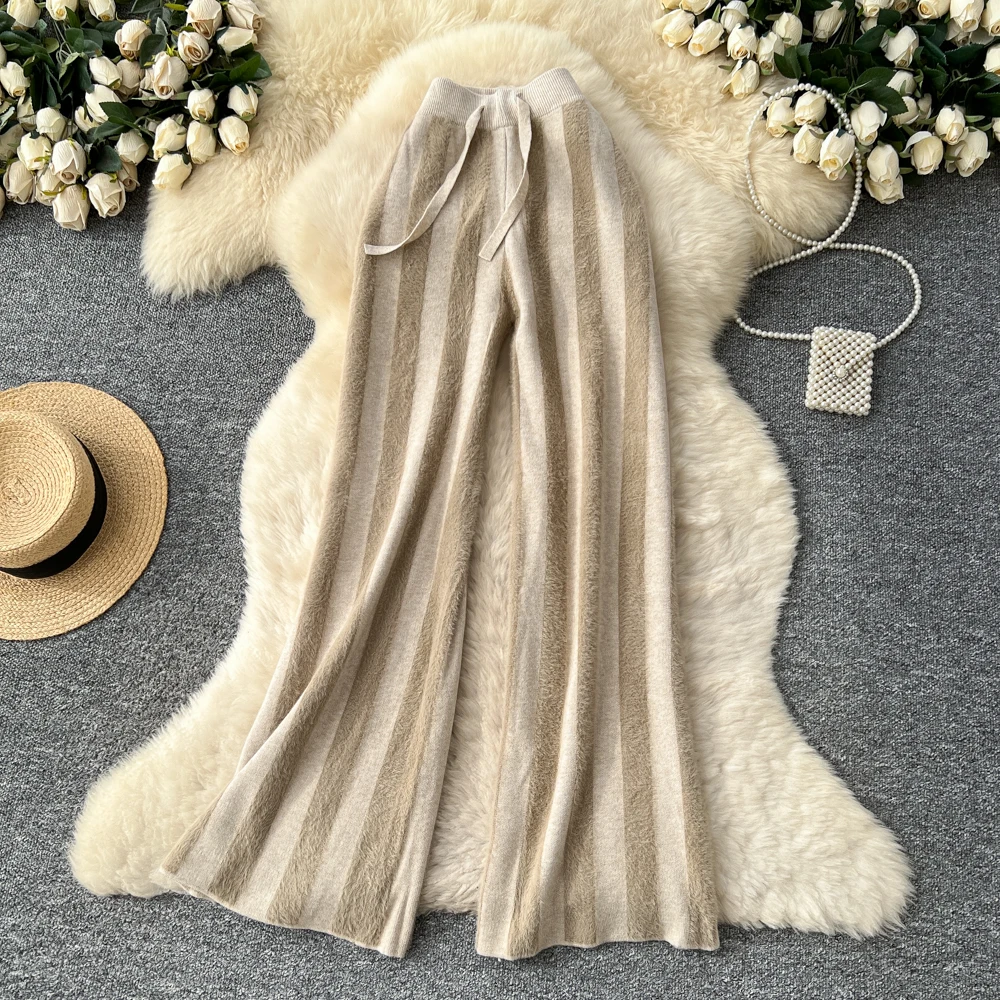 Clothland النساء الحلو مخطط الصوف المرقعة السراويل الرباط مرونة الخصر الإناث عادية واسعة الساق بنطلون KA514 #2