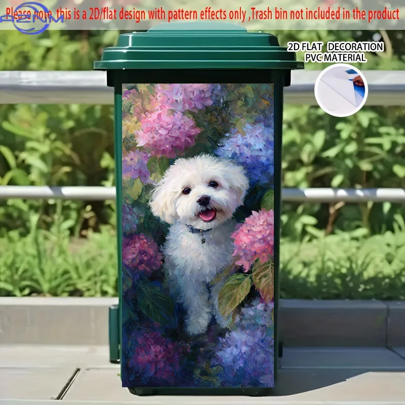 Dustbin Art Decal, 2D Print Trash Can Decor Sticker