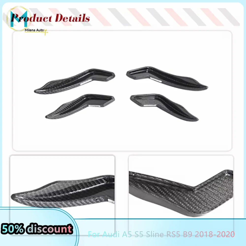 For Audi A5 S5 Sline RS5 B9 2018-2020 RealCarbon Fiber Front Car Canards Fins Car Front Body Kits Splitters Canards