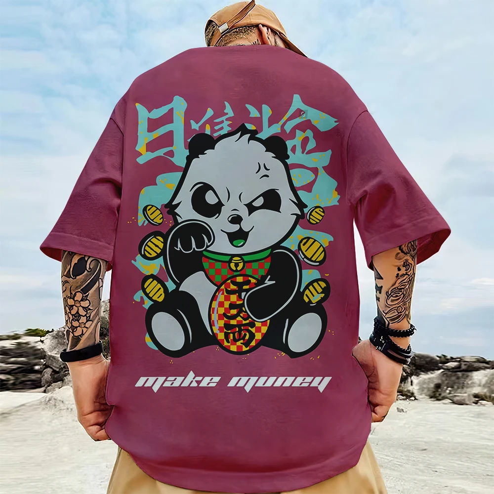 Chinese New Year Men\'s T-Shirt 3d Panda Printed Male Clothing Summer Casual Short Sleeve Top Loose Oversized T-Shirt Street Tees