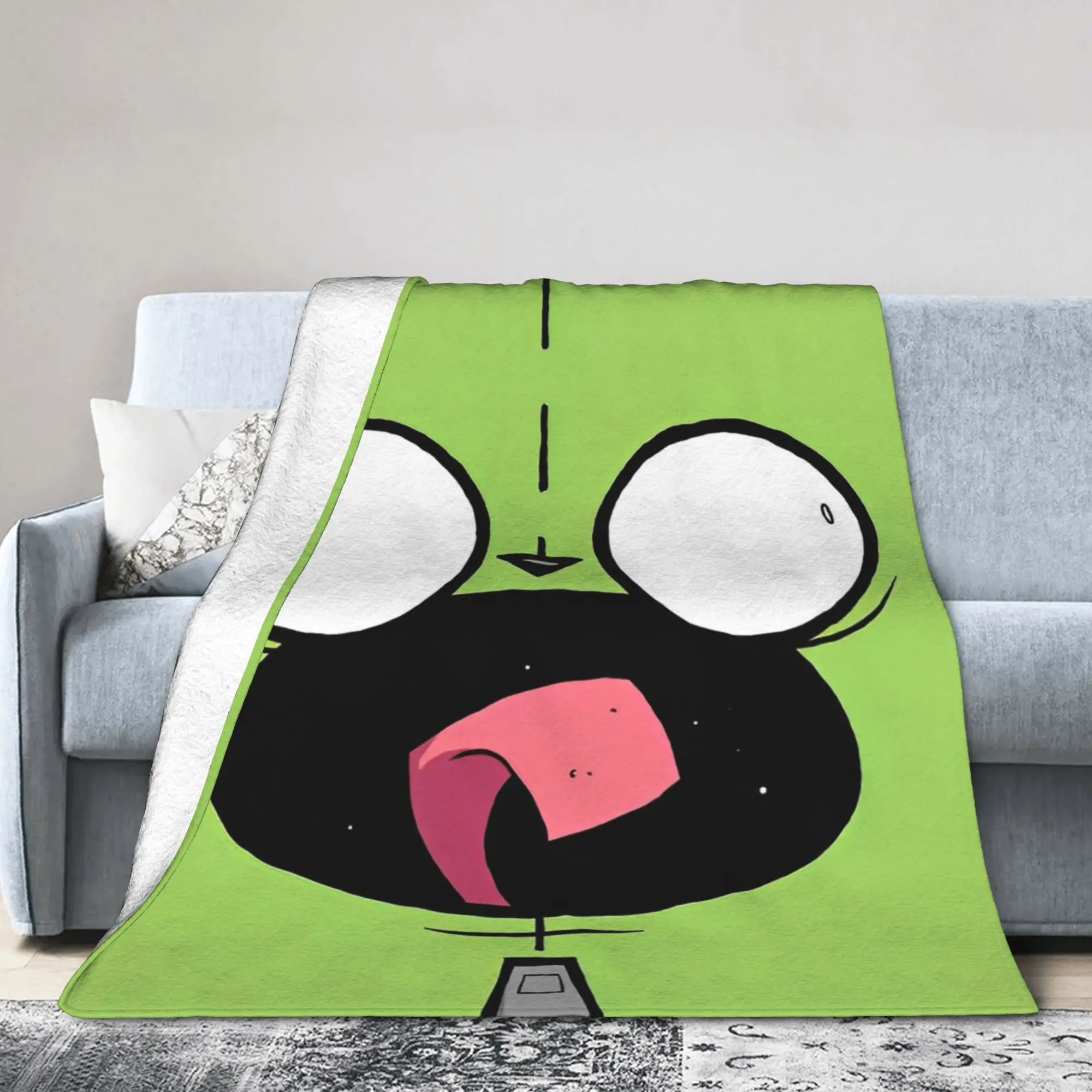 Invaders Zim Cartoon Blanket Fleece Summer  Portable Super Warm Throw Blankets for Home Car Rug Piece