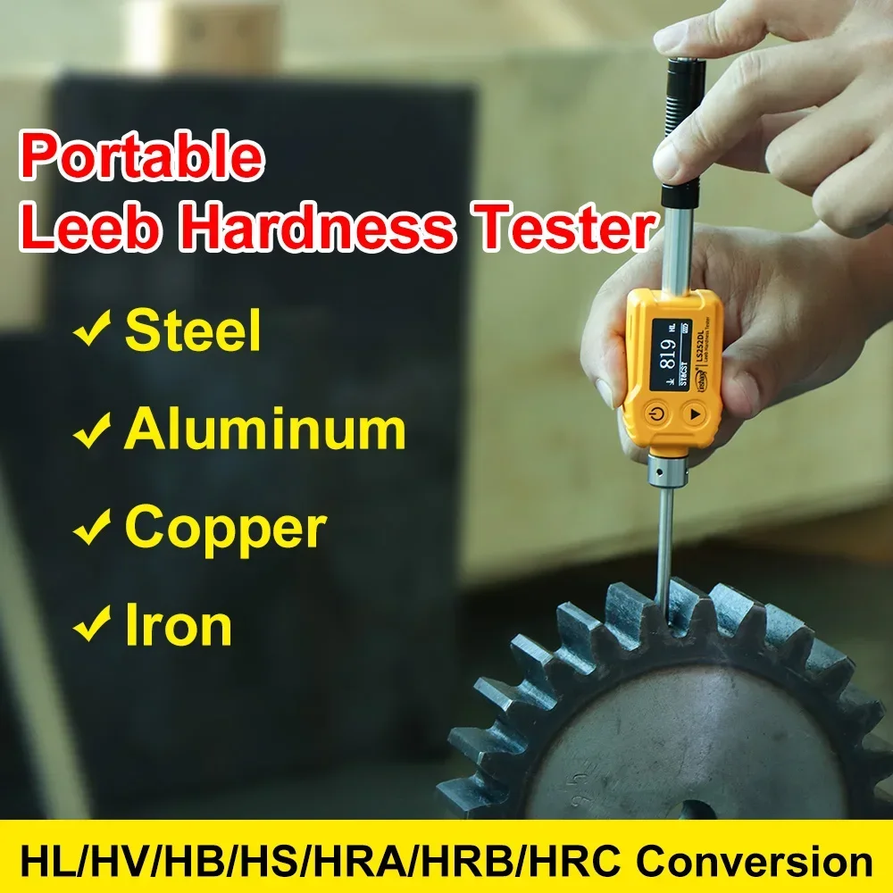 Leeb Hardness Tester Steel Durometer LS252DL DL Impact Device 360° Measurement Convert  to HRA/HRB/HRC Good Repeatability