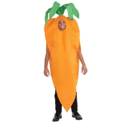 Men's Adult Carrot Costume Orange Vegetables and Food Outfits for Halloween Cosplay Funny Dres Up Set