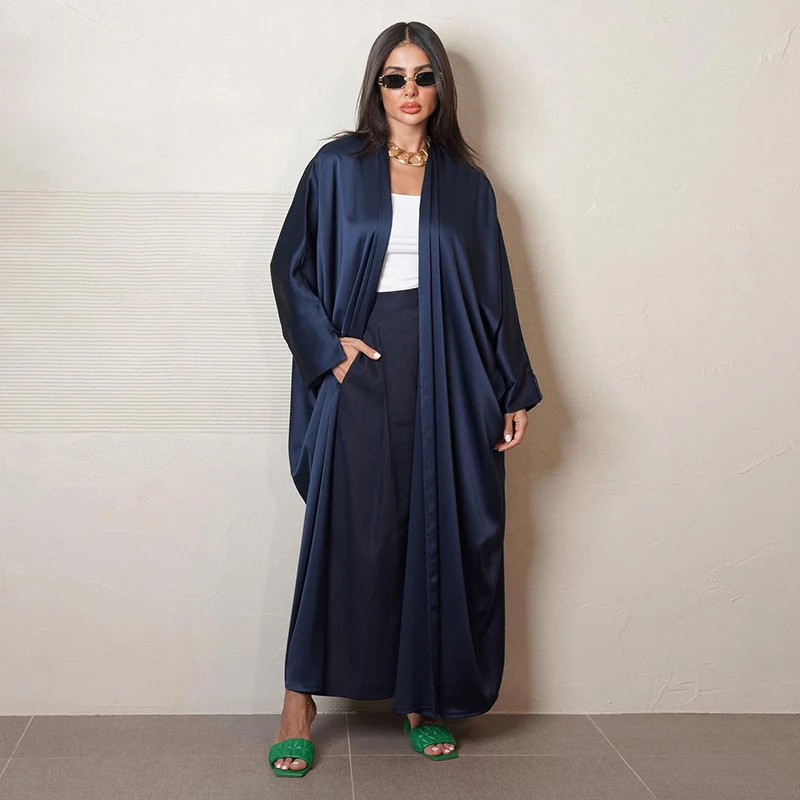 Muslim burqa blue long soft and minimalist elegant cardigan robe