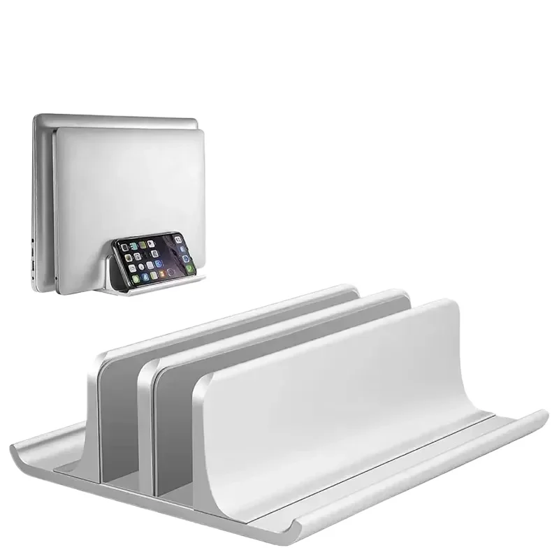 Aluminium Alloy Vertical Laptop Stand for Desk, Dual Slots Laptop Holder For Macbook Samsung notebook iPad 0.6-1.2inch width