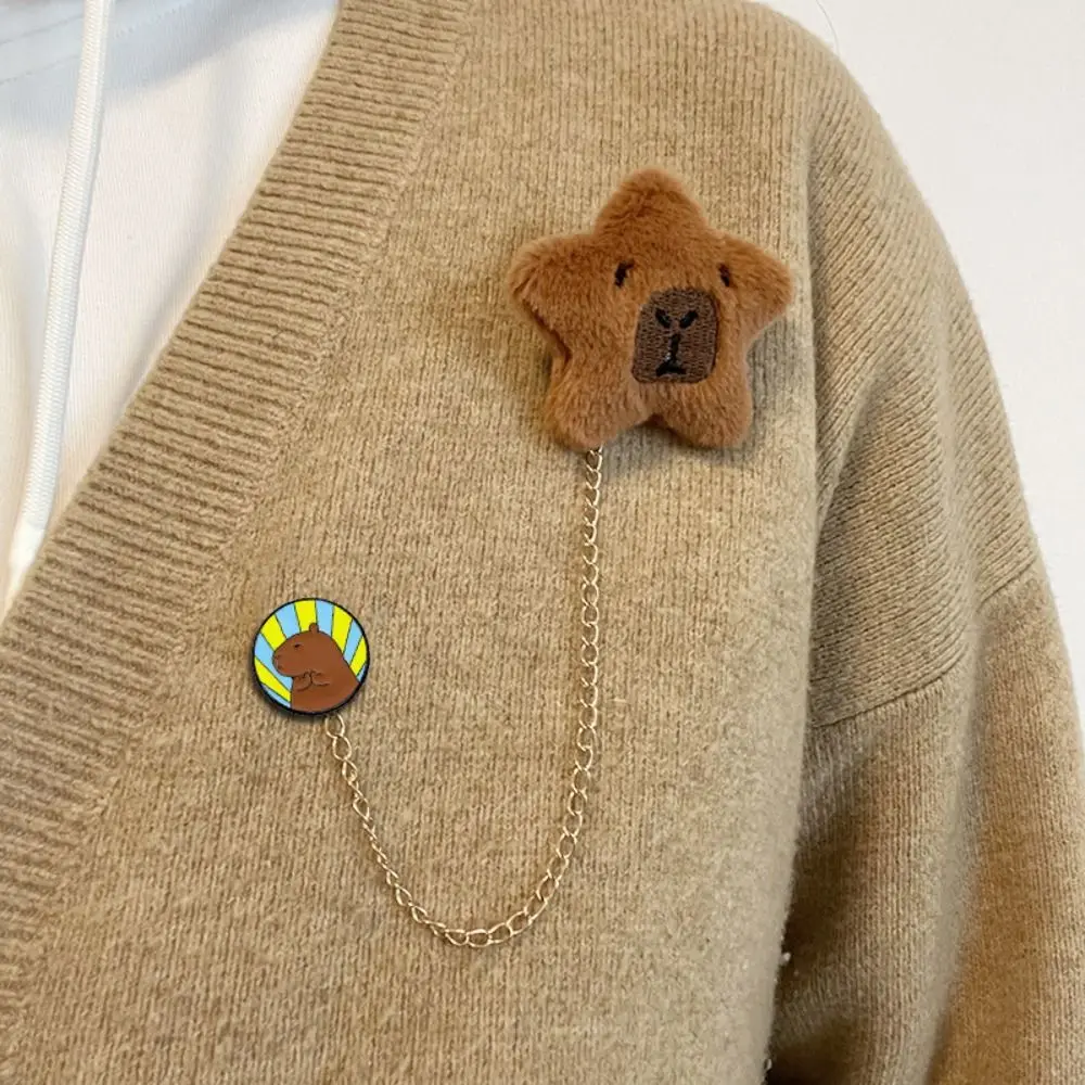 Capybara Brooch Kapibara Pin Capibara Badge Chain Kapibara Lapel Creative Funny Fashion Kawaii Lovely Brooch