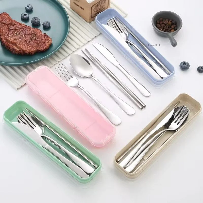 

3pcs 410 Stainless Steel Portable Cutlery Set Mirror Polished Edge Rounded Comfortable Knife Fork And Spoon Three Piece Set