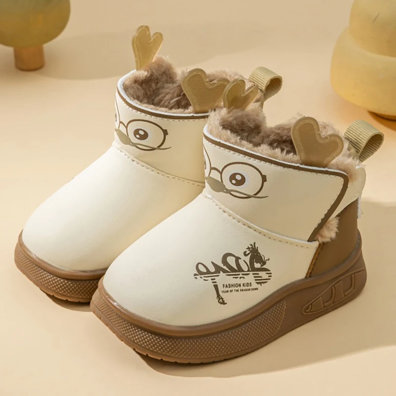 

Winter Plush Boots For Children Cute Cartoon Boy's Girl's Snow Boots Anti-slippery Thick Warm Kid's Padded Shoes Cotton Boots