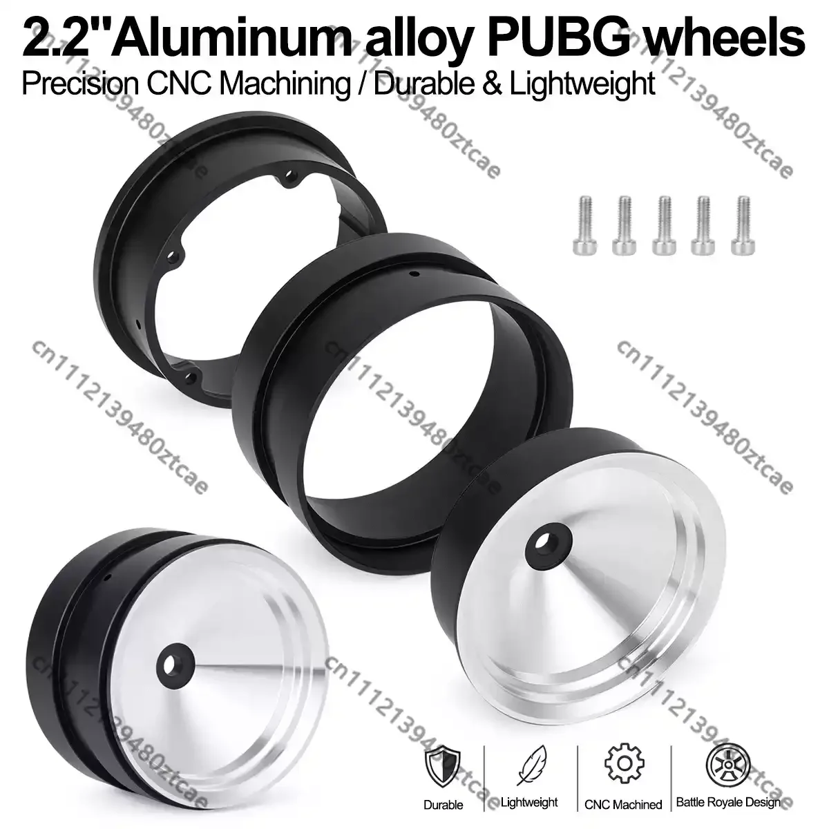 1/10 RC Simulation Crawler 2.2 Inch Metal Wheel Hub With Tire Beadlock Ring Off-Road Wheel Rim Upgrade Modified Parts