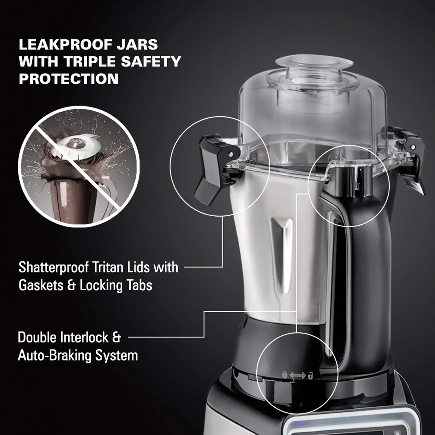 Hamilton Beach Professional 4-in-1 Juicer Mixer Grinder, Commercial-Grade 1400 Watt Motor, 120V, 3 Leakproof Jars, For Wet