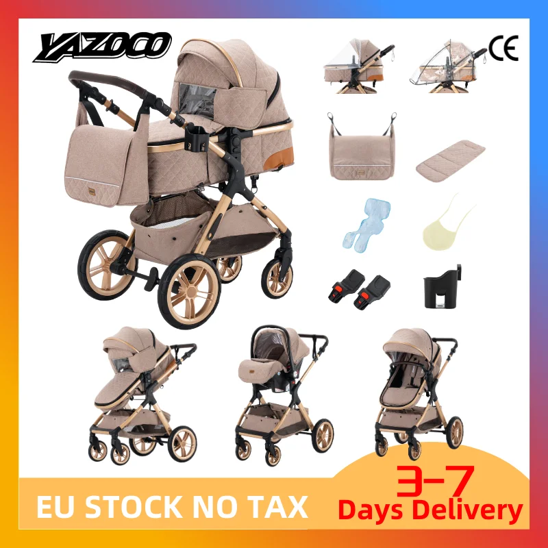 Carrinho de Bebê 3 em 1, Carrinho de Bebê Leve, Itens para Recém-Nascidos, Carrinho de Quatro Rodas, Cadeira de Carro para Bebê