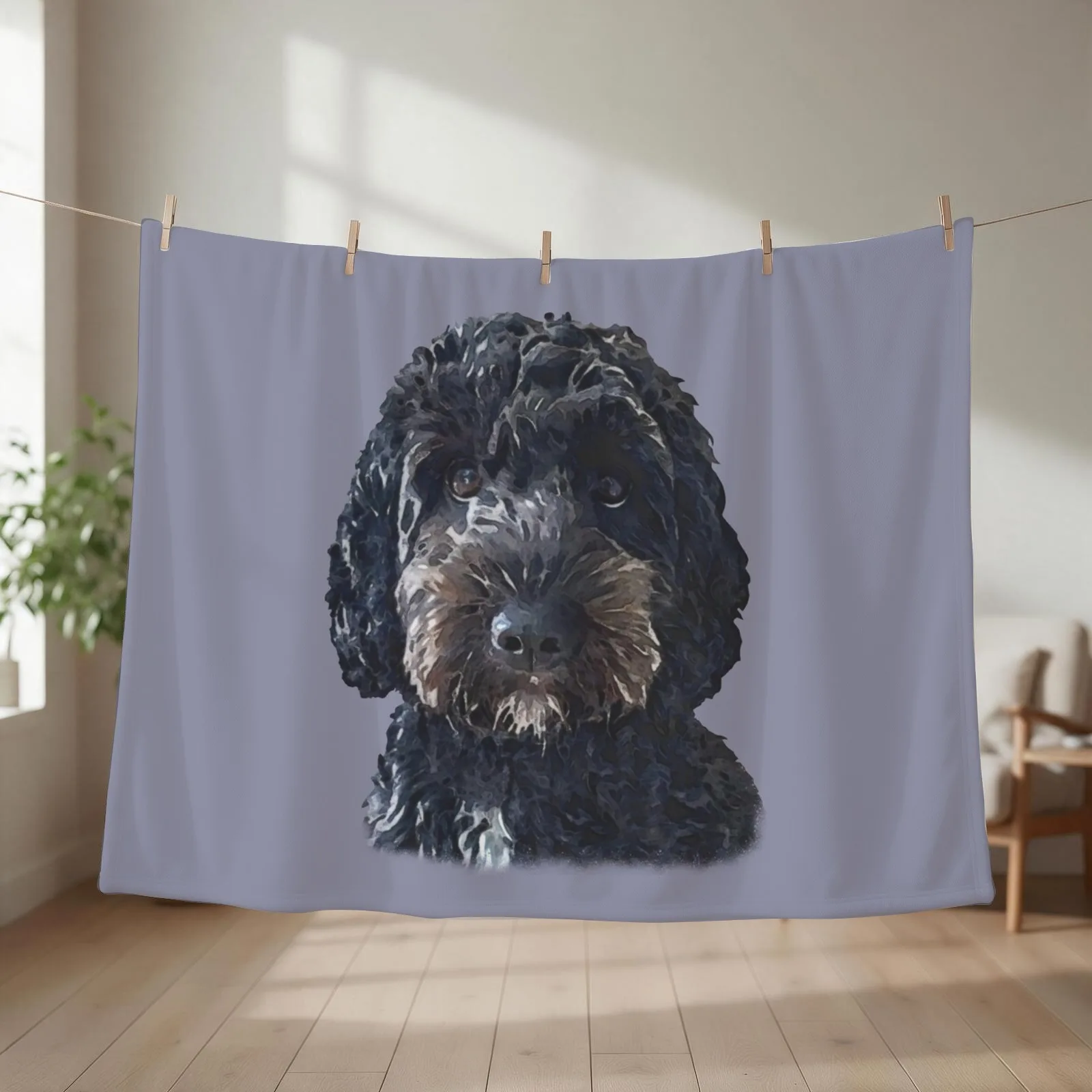 Black Cockapoo / Doodle Dog Throw Blanket Decorative Beds Decorative Throw Softest for babies Blankets