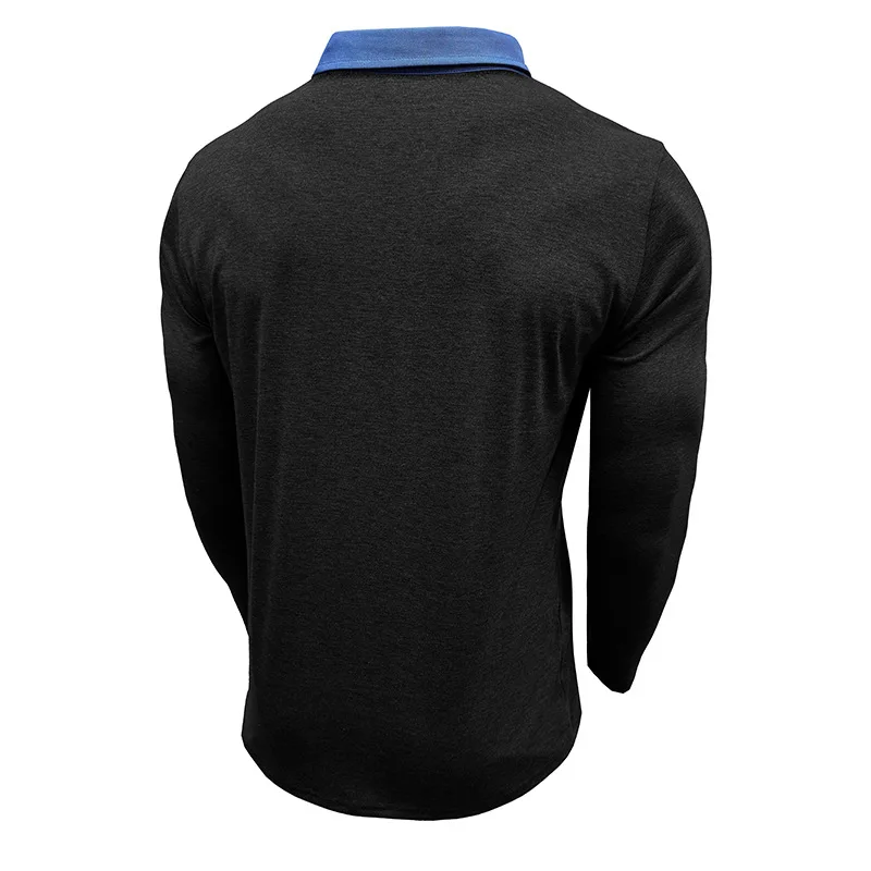 Langarm-Poloshirt für Herren, lässig, schmale Passform, Henley-Kragen, T-Shirt mit Tasche, Smart Blend Tops – Detail 25