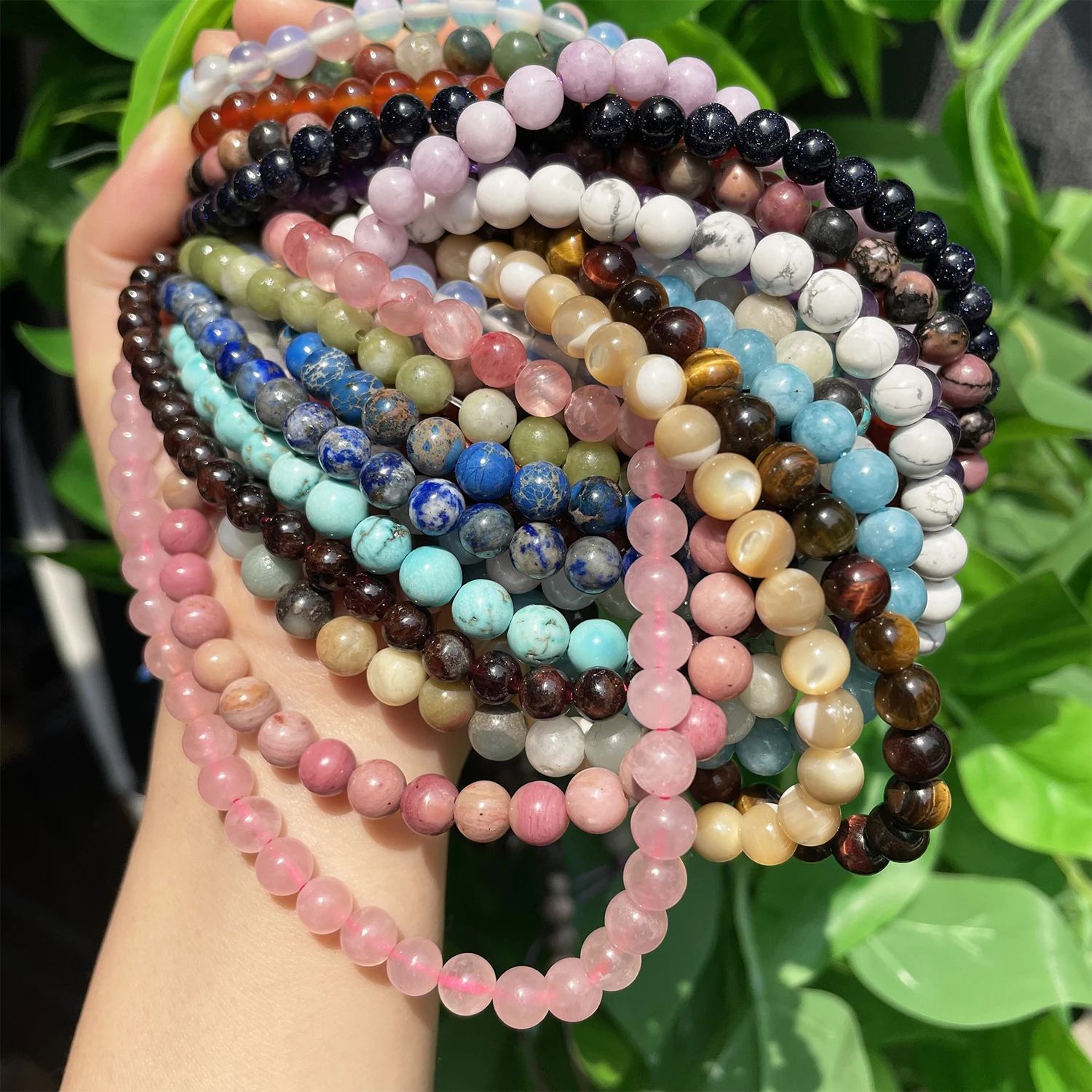 Natural Round Tiger Eye Amazonite Garnet Agates Angelite Quartz Lava Beads For Jewelry Making DIY Bracelet Accessories 15\'\'