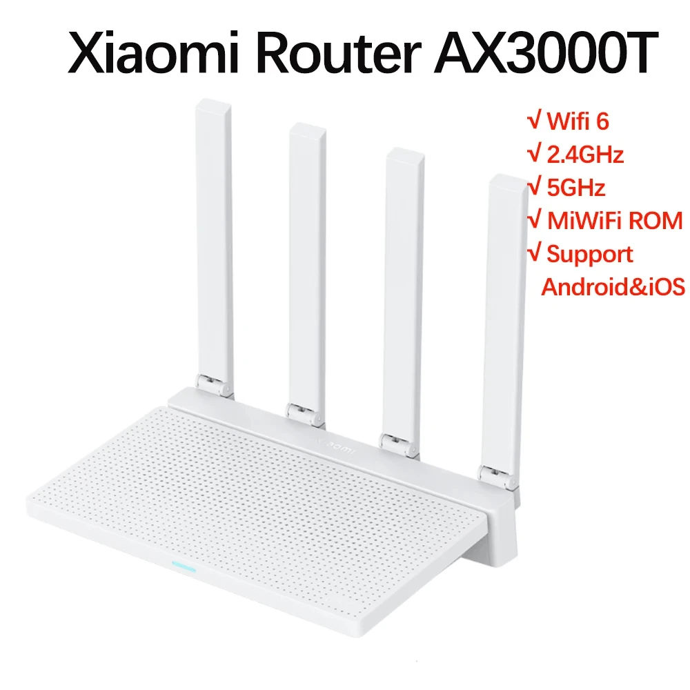 NEW Original rXiaomi Route AX3000T Router 2.4GHz 5GHz 1.3GHz CPU 2X2 160MHz WAN LAN LED NFC Connection for Home Office Games