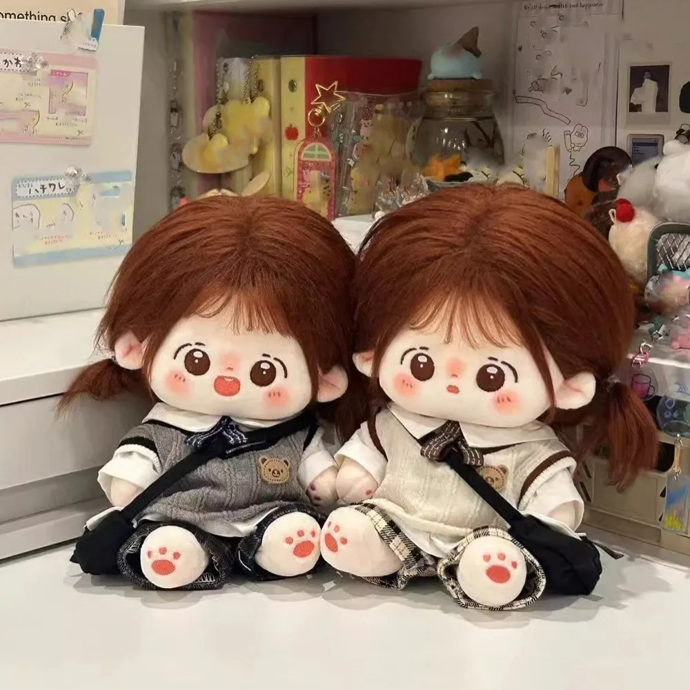 1 set School Uniform 20cm Cotton Doll Clothes Plaid Shorts Knitted Vest Cotton Doll's Clothes Fashion Mini Doll Clothes