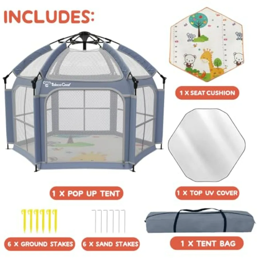 Box per bambini con baldacchino, cortile da gioco portatile pop-up istantaneo con tappetino per neonati, per neonati, leggero, pieghevole, per interni ed esterni