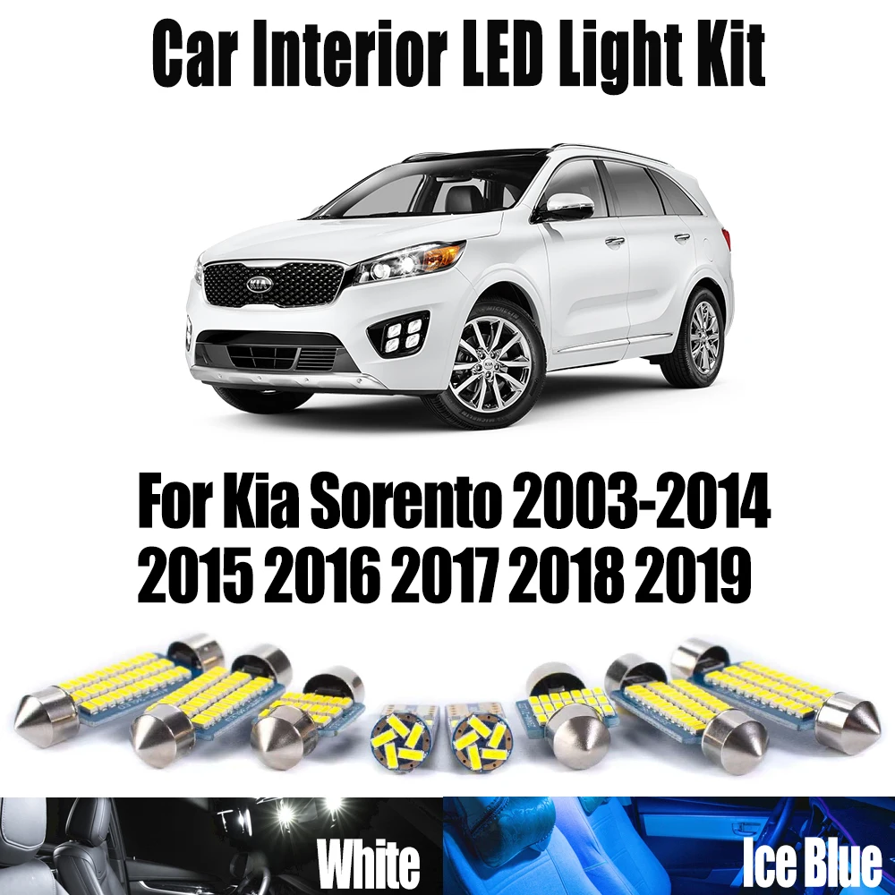 

Автомобильные аксессуары Canbus, светодиодный внутренний светильник для чтения карт, багажник, купольный светильник, комплект для Kia Sorento 2003-2016 2017 2018 2019, лампа номерного знака