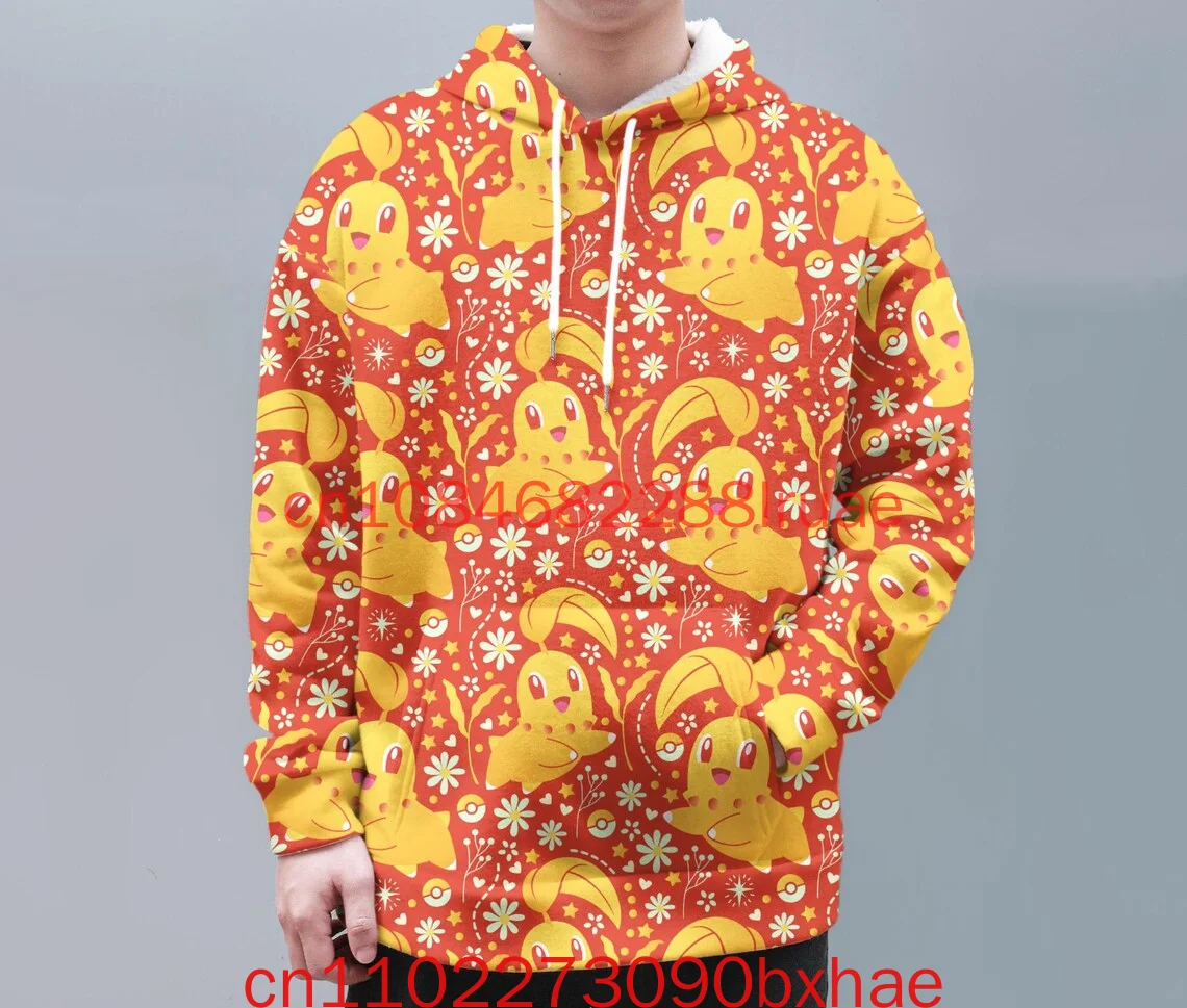 2026-新しいポケモンチコリタパーカーシャツユニセックスパーカーアロハかわいいパーカーチコリタシャツギフト