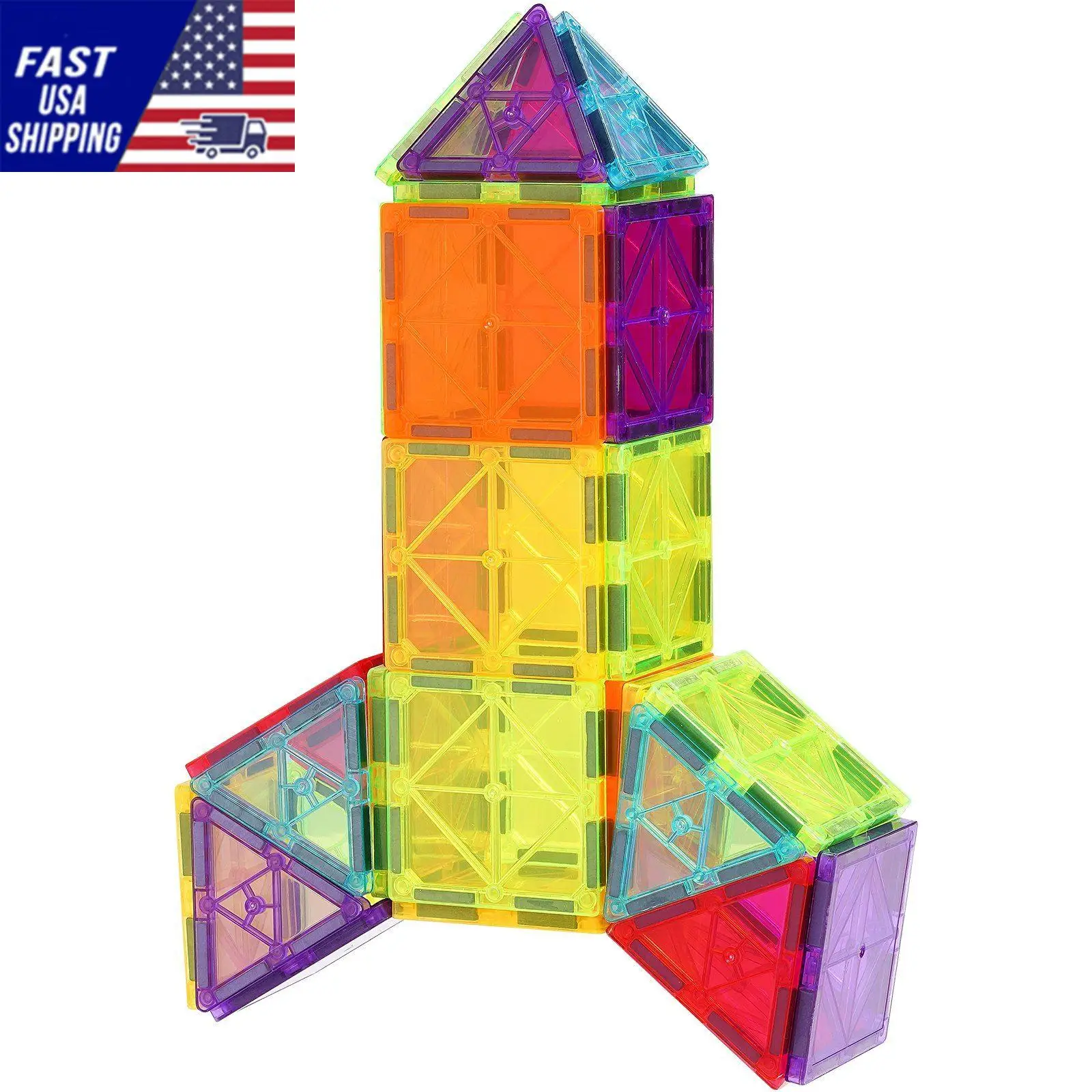 Magnetic Tiles Magnetic Building Toy 121 PCS Magnet Blocks for Kids 3D Set