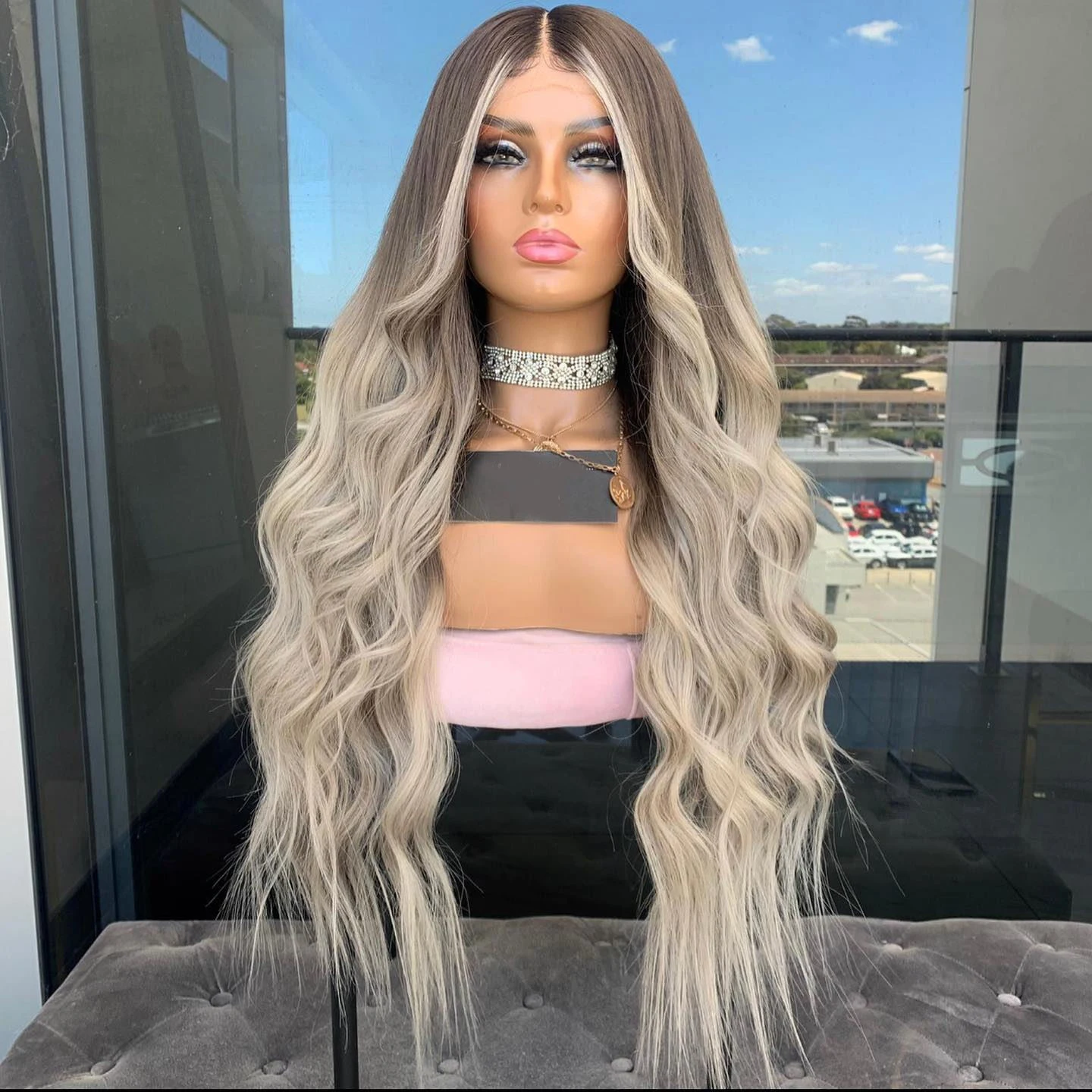 Ashy Blonde Highlighted Full Lace Wig 28