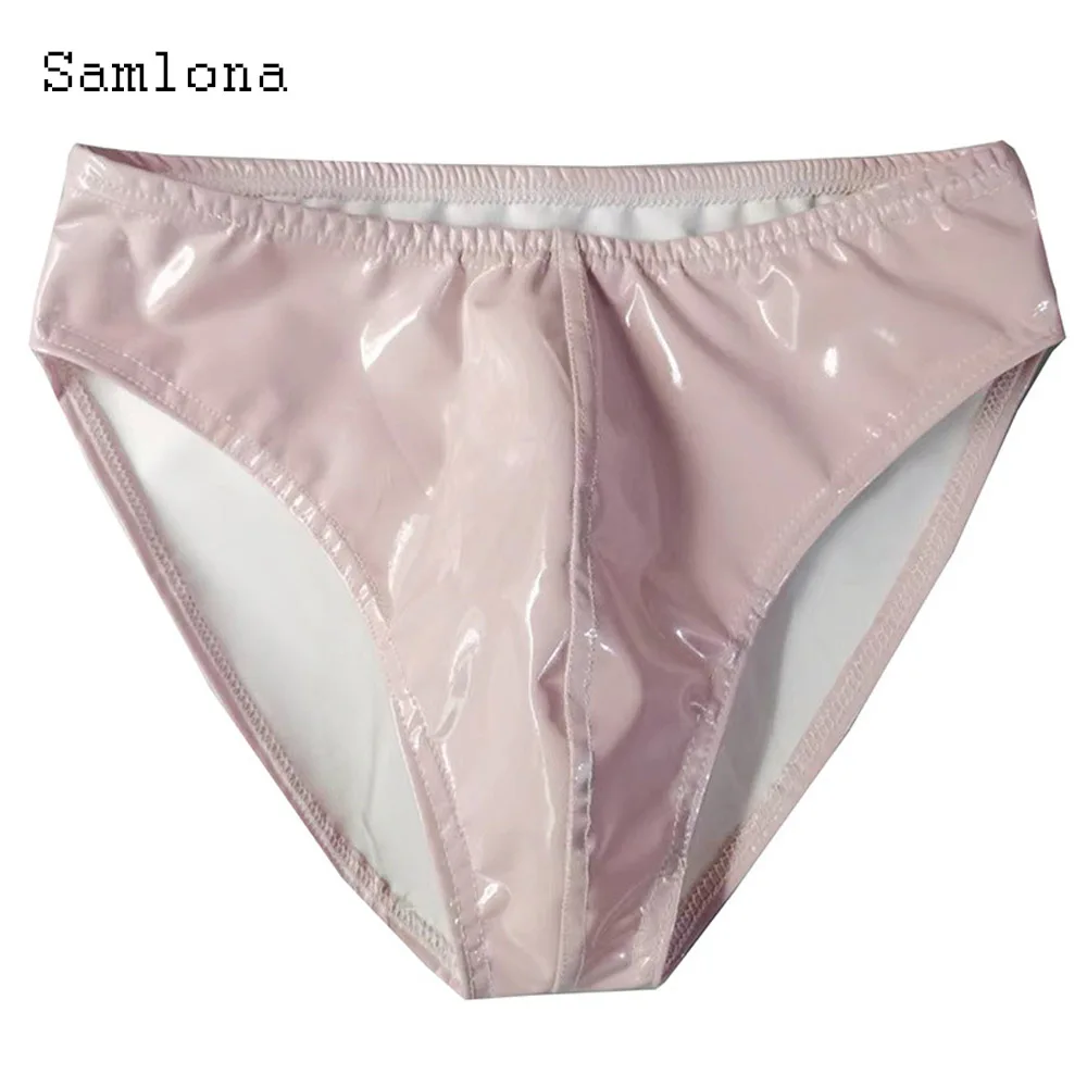 Men's Glossy Faux Pu Leather Shorts Lingeries Wear 2025 European Sexy Thong Short Underwear Men Night Club Dance Hotpants New