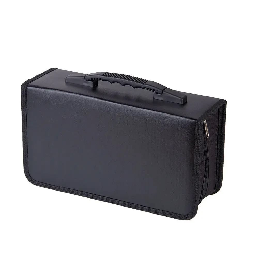 128 Disc CD DVD Storage Bag Large Capacity Zippered Carry Case with Handle for Music Movie Collection