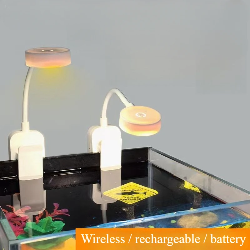 Mini Wireless / USB Fish Tank Light Clip-on Light Water Grass Light Aquarium Lighting Small Tank Lamp Aquarium Accessories