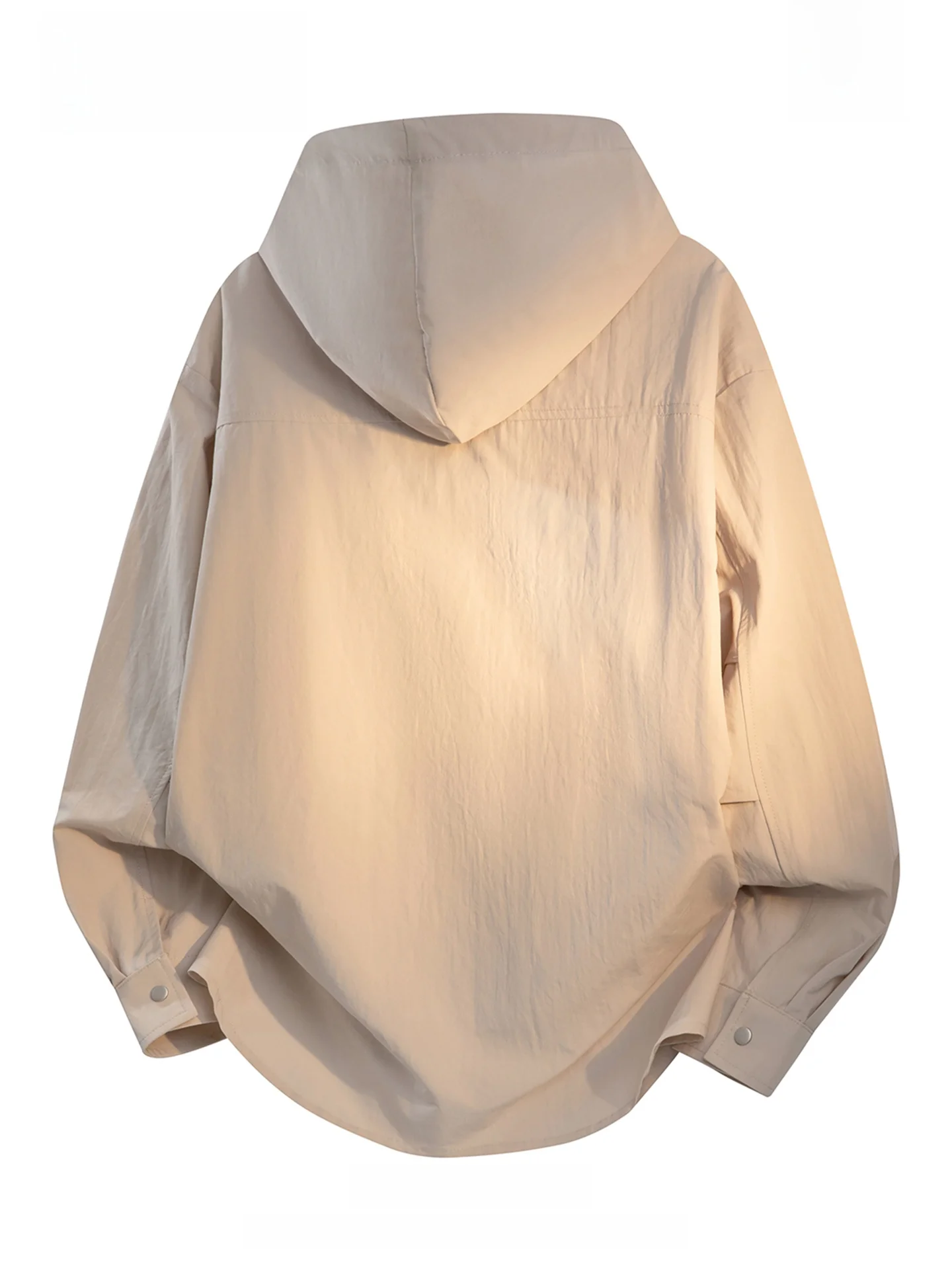 Wassup Dozen Spring Loose Fit Long Sleeve Men's Shirt Jacket with Hood Sun Protection Casual Style Polyester Fiber Breathable