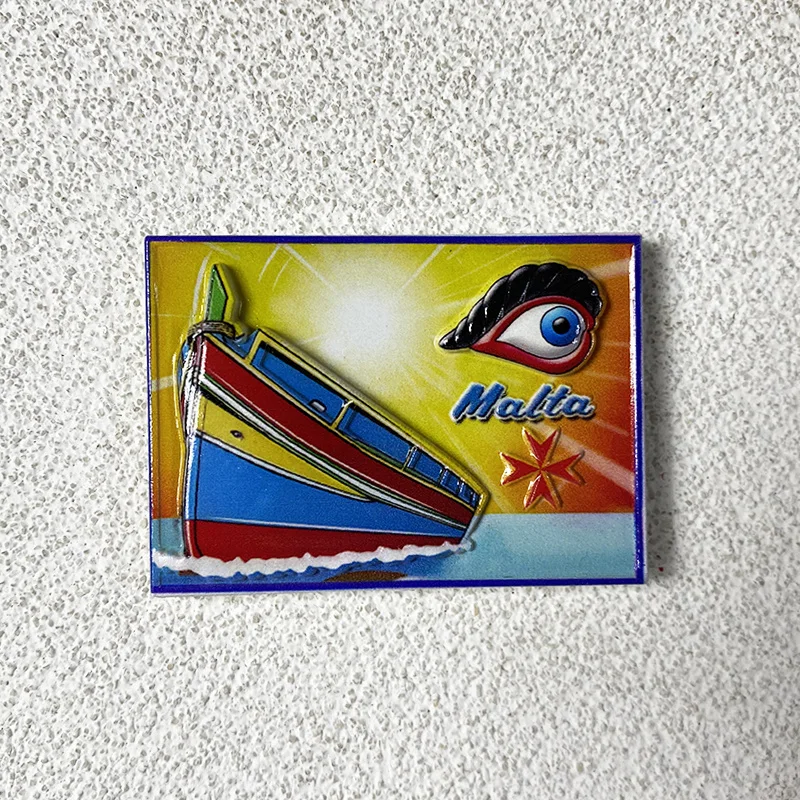 

Malta 3D Resin Cute Fridge Magnets - Decorative Luzzu Boat & National Emblem Refrigerator Magnets for Home & Kitchen Decor
