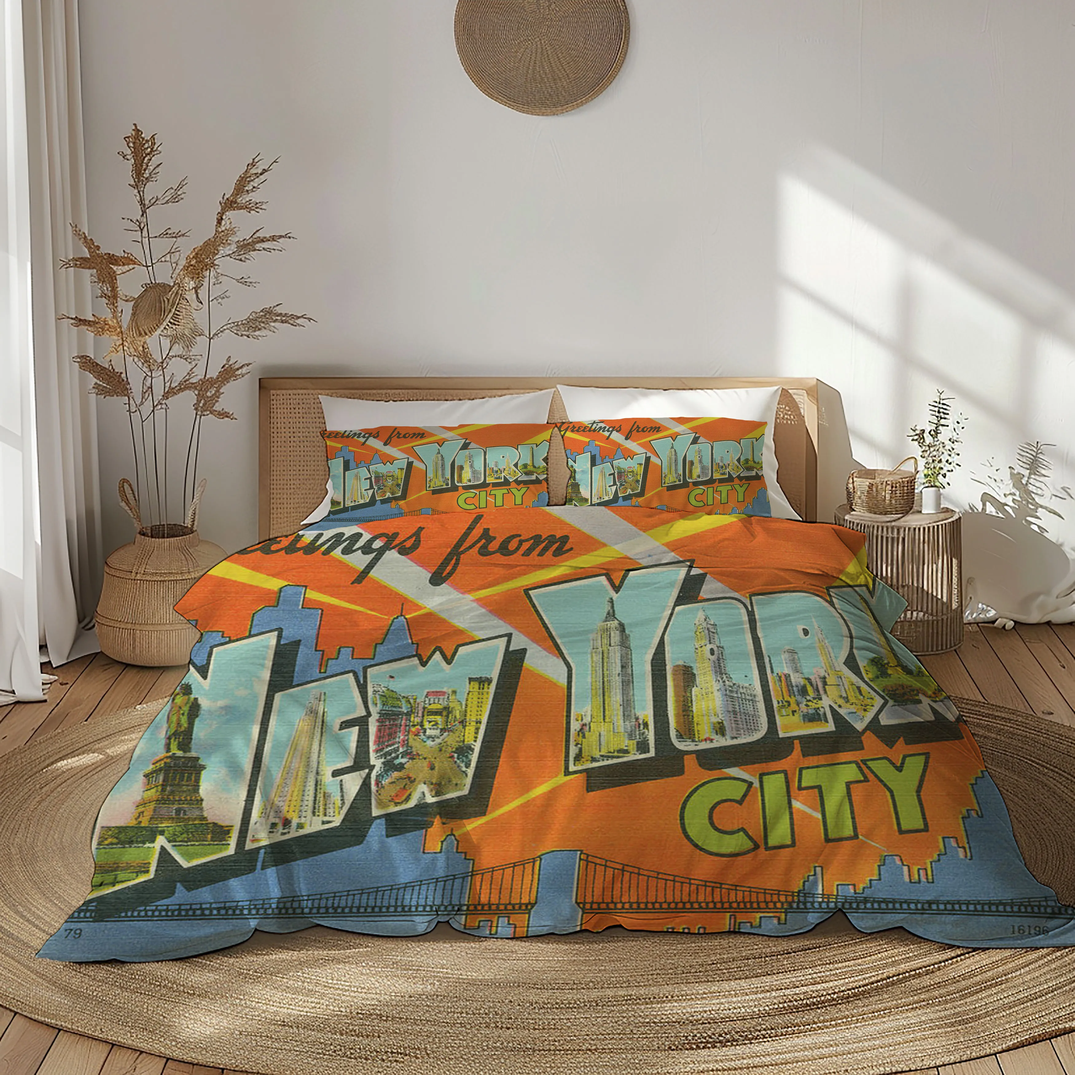 Funky New York Retro 80s Duvet Cover Set King Queen Double Full Twin Single Size Bed Linen Set