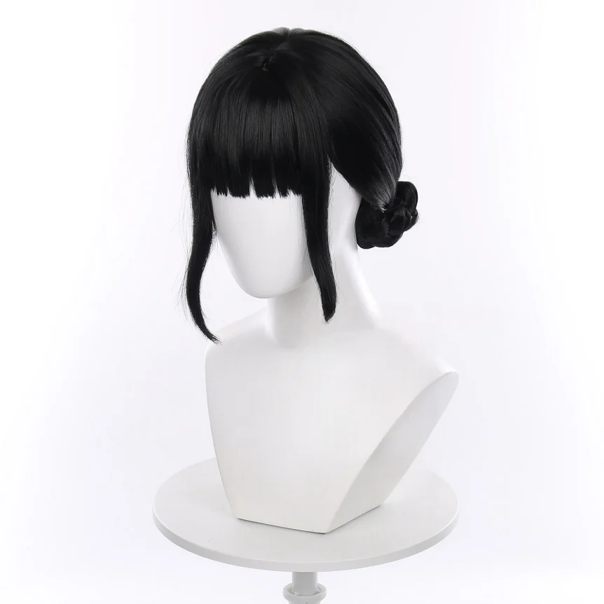 K-Pop: Demon Hunters Zoey 2 moño de pelo pelucas de Cosplay pelo sintético negro peluca para fiesta de Halloween mujer película accesorio de juego de rol peluca