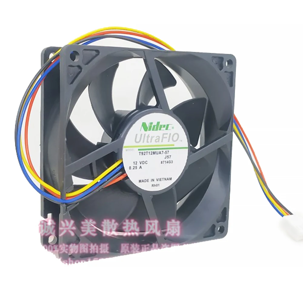 For NIDEC 9cm T92T12MUA7-57 9225 DC12V 92X92X25MM  0.25a silent cooling fan