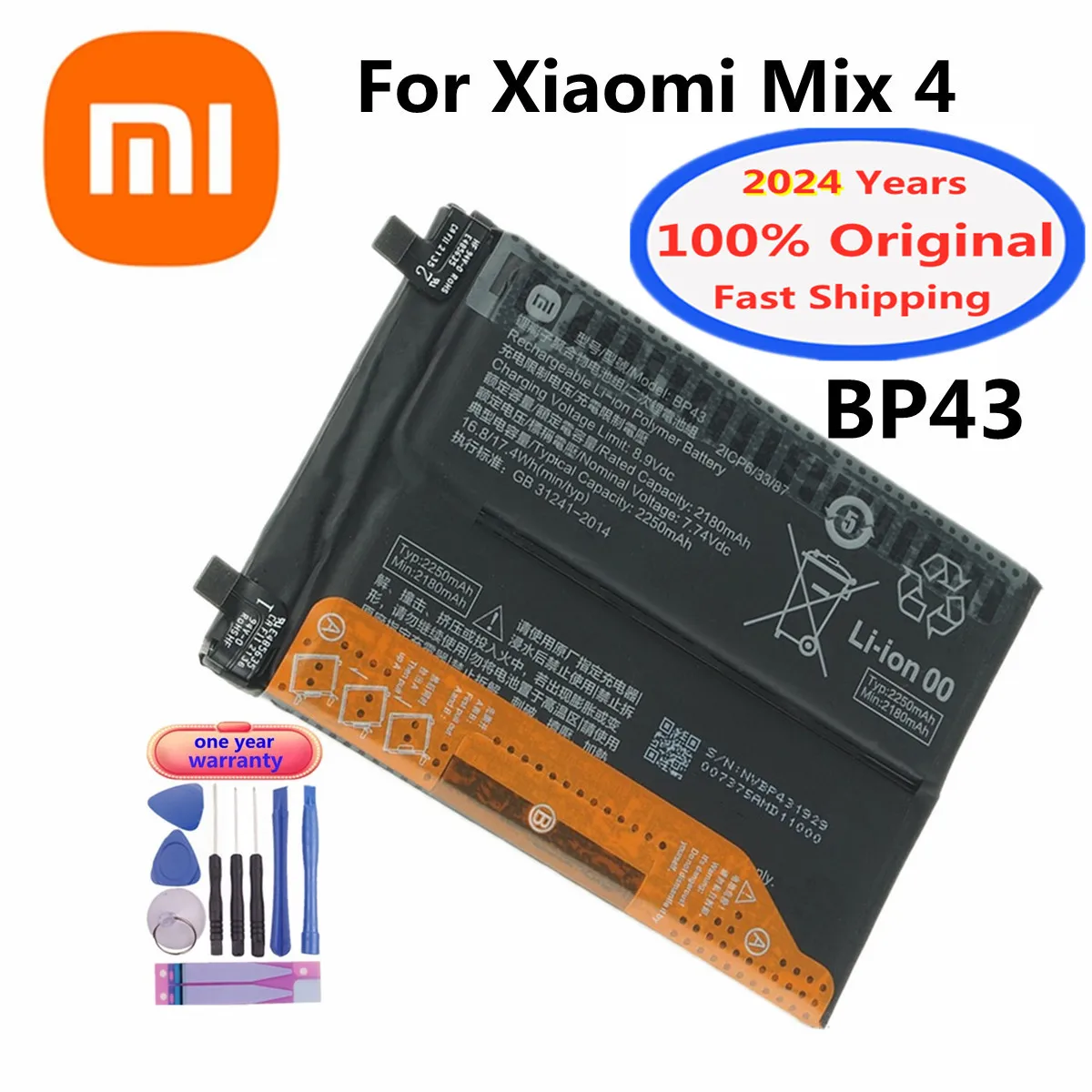 2024 anni 4500mAh BP43 batteria originale per Xiaomi Mi Mix 4 Mix4 batteria per cellulare intelligente batterie Bateria spedizione veloce