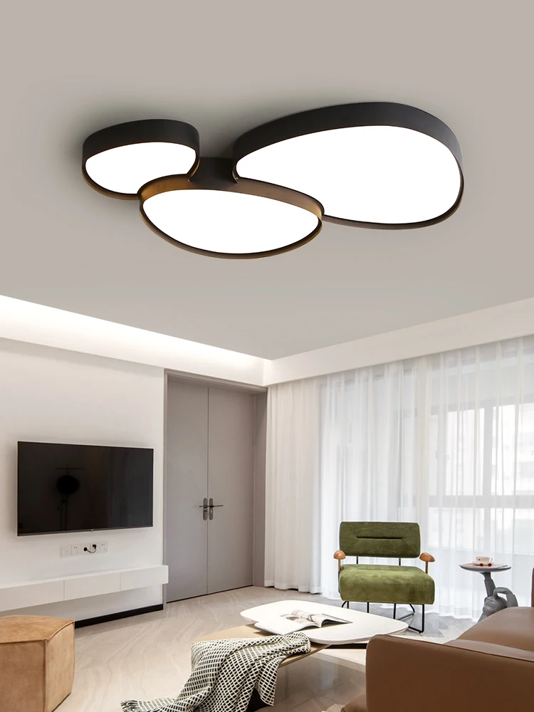 Imagem -05 - Modern Pebble Shaped Lâmpada do Teto Led Sala de Estar Luz Minimalismo Luz Home Decor Luminária Preto e Branco