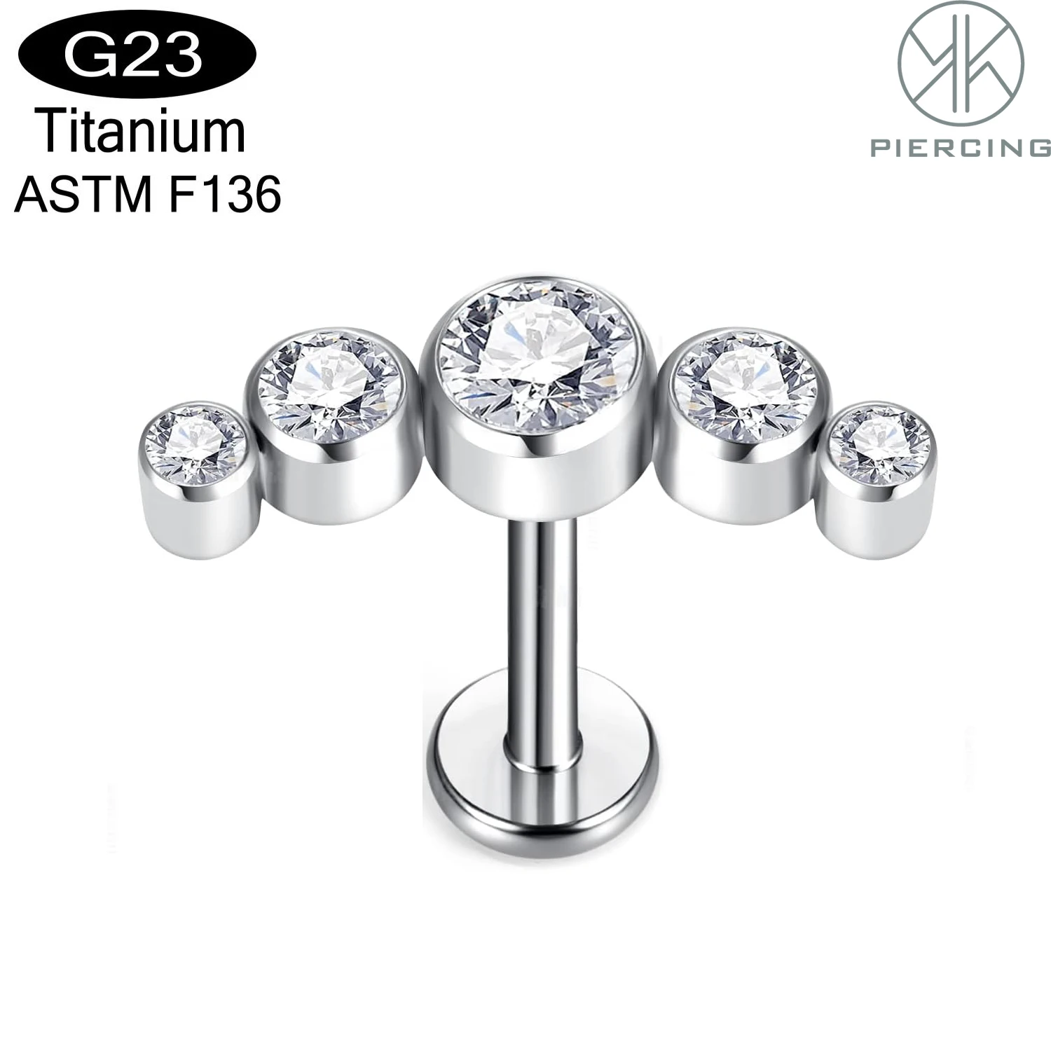 G23 Titanium Labret Studs 16G 18G Internal Thread Fit Cluster Tragus Helix Lobe Conch Cartilage Back Earring Piercing Jewelry