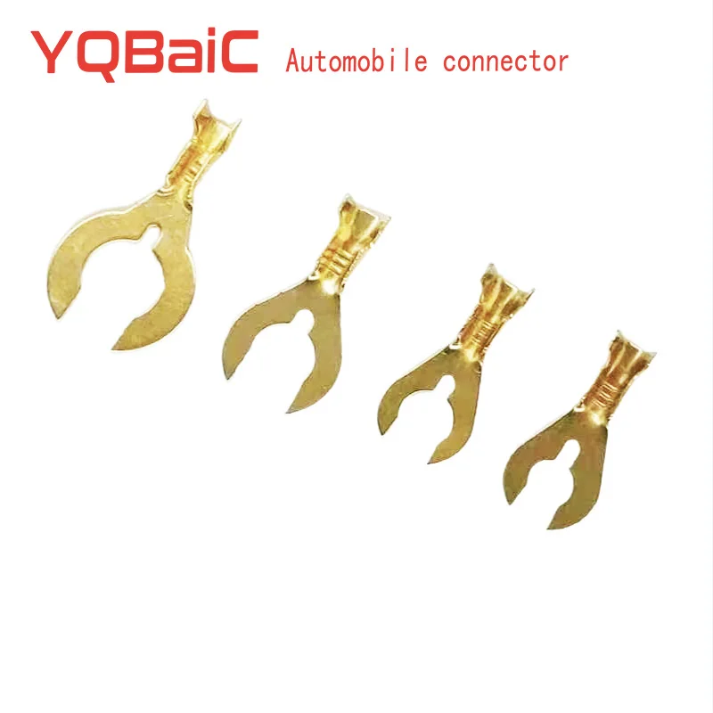 50PCS Automobile Wire Connectors 4.2 5.2 6.2 8.2 Crab Foot Terminal Fork Lugs U-shaped Copper Lugs Y-shaped Car Crimp Terminals