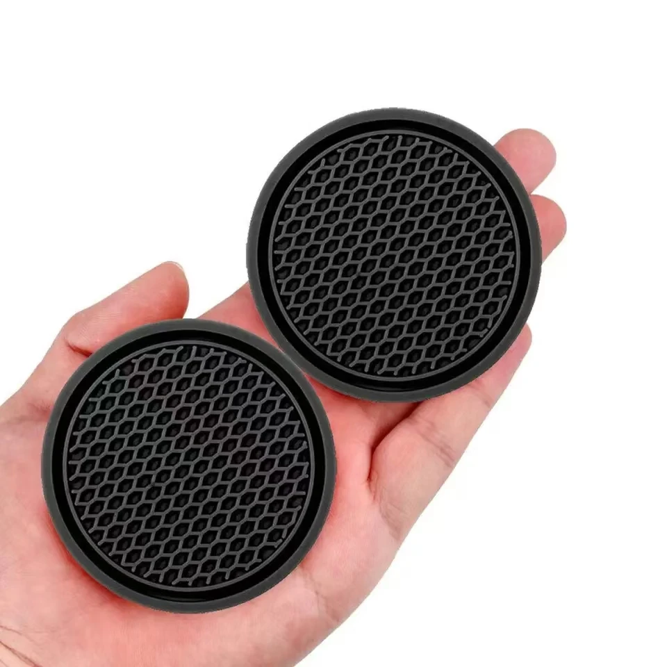 2 Stück schwarze Auto-Getränkehalter, rutschfeste Untersetzer, Premium-PVC-Auto-Untersetzer, universell passend für PerfectyFor Most Cup Car Interior Accessori – Detail 5