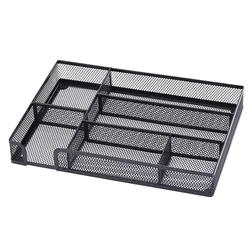 Metal Mesh 6 Grids Storage Tray Multi-functional Multi-cell Firm And Durable Office Desktop File Storage Box