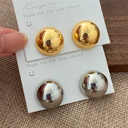 Glossy C-Shaped Ball Earrings Simple Gold Color Stud Earrings For Women Fashion Jewelry