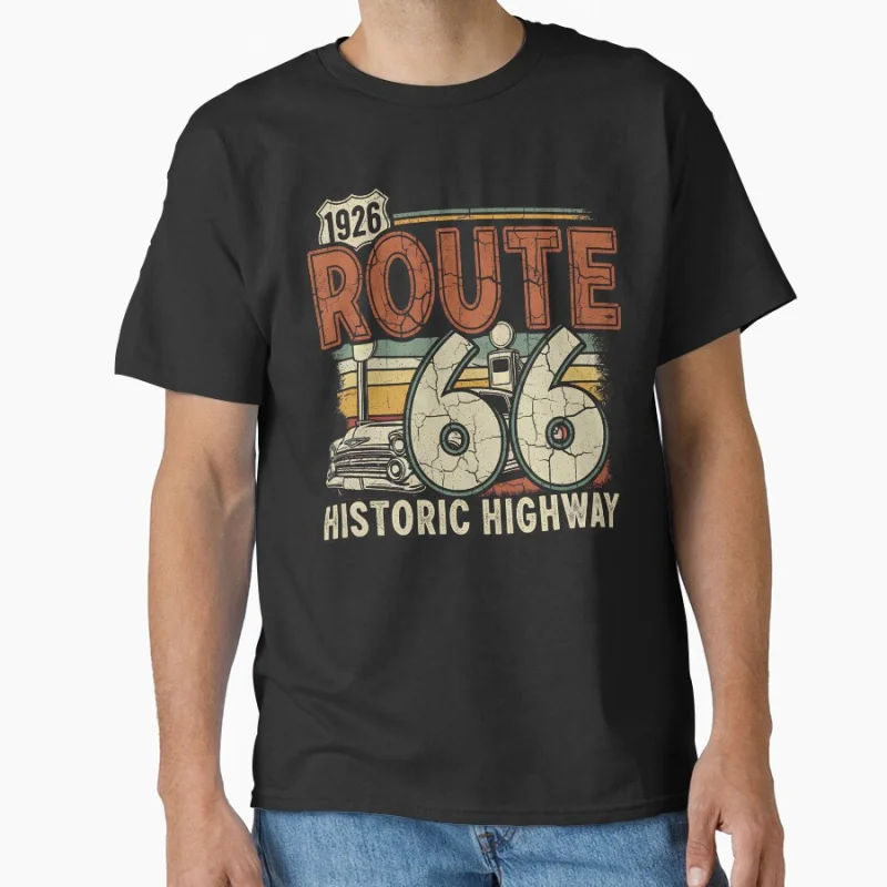 

0712 Route 66 Historic Highway 1926 US Mother Road travel Gift t shirt America Highway Graphic clothes All size Tops