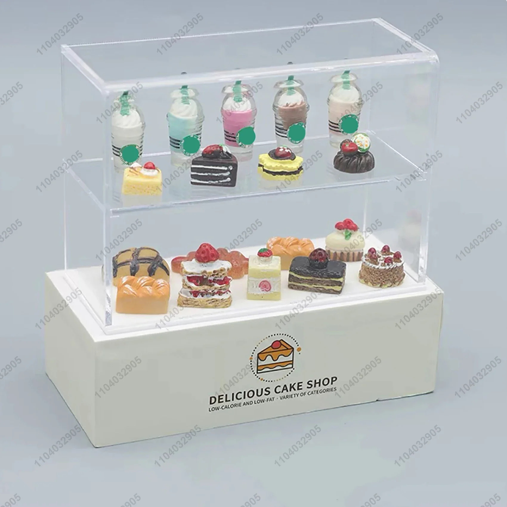 Miniature Shop Cabinet Bakery Cake Bread Dessert Store Room Display Handcraft Dollhouse Stand Food Items Scenario Display Show