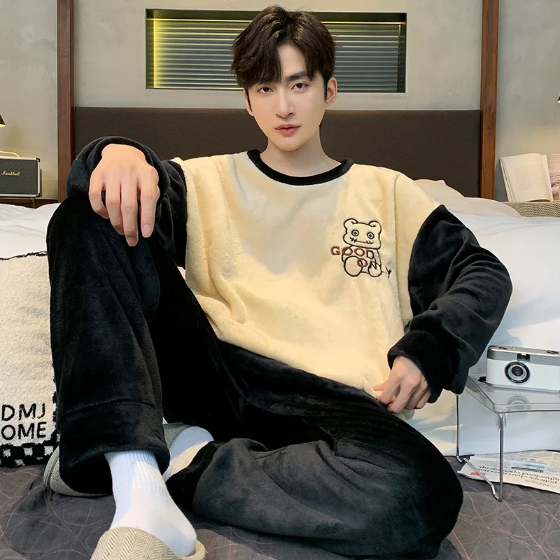 

Men's Winter Pajamas Men's Sports Suit Homewear Pajamas Youth Clothes Casual Wear Full Man Tracksuit Workout Set Y2K Bathrobe