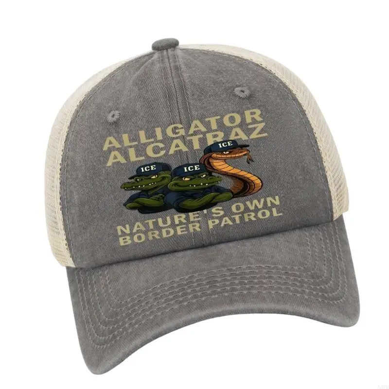 قبعة بيسبول قابلة للحمل بطباعة التمساح من نسيج البوليستر المسامي، قبعة عصرية مثالية للتنزه سيرًا على الأقدام ورحلة الشاطئ والصيف #3