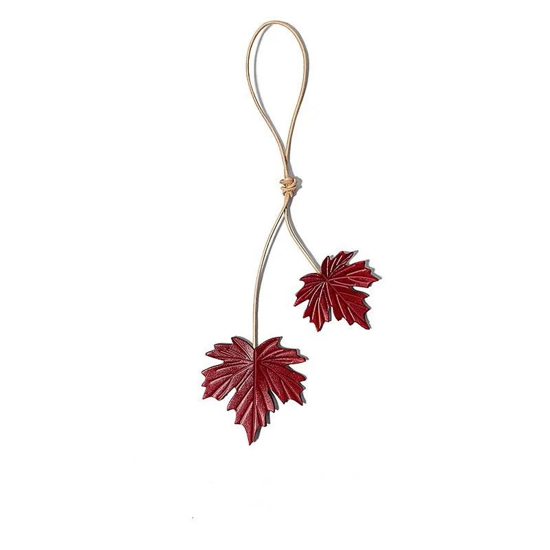 TOPHIGH Genuine Leather Maple Leaf Shape Bag Charms Super Amazing Car Hanging  Pendant Fashion Accessories For Women Backpack